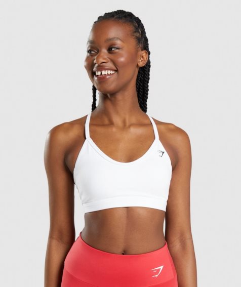 Women's Gymshark V Neck Sports Bra White | CA 0N6D7A